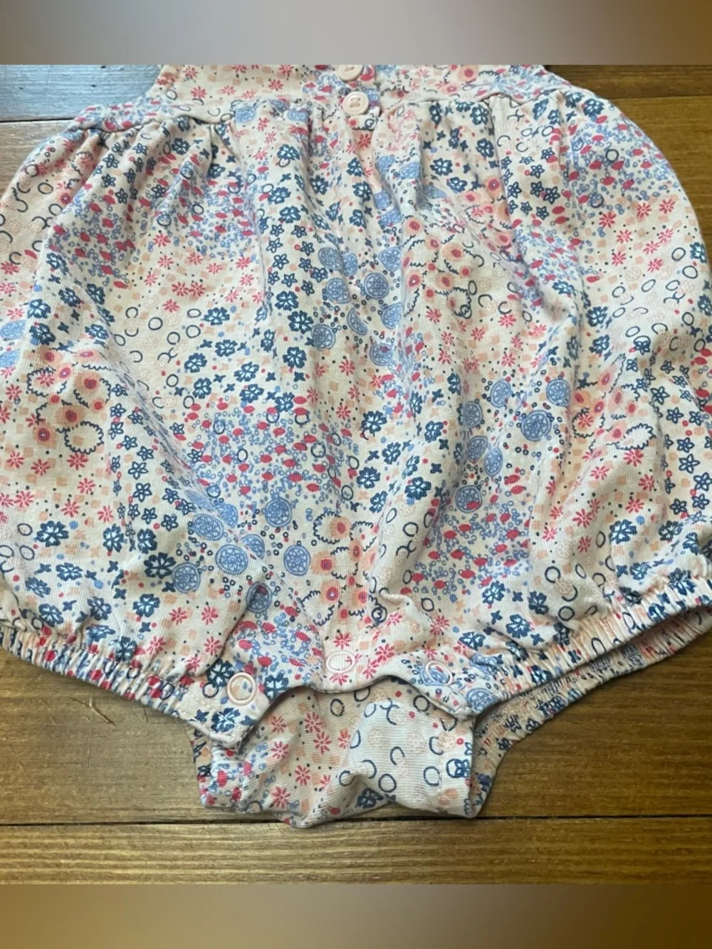 Tea Collection Pink & Blue Floral Bubble Romper Size 0-3 Months